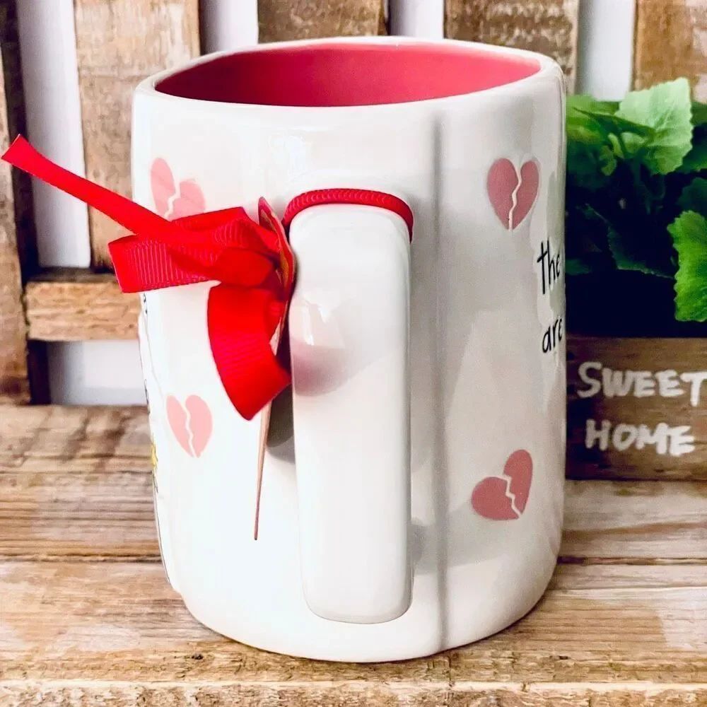 NWT Gorgeous Rae Dunn Peanuts It's either the flu or love Double Sided Pink Mug - Picture 3 of 16